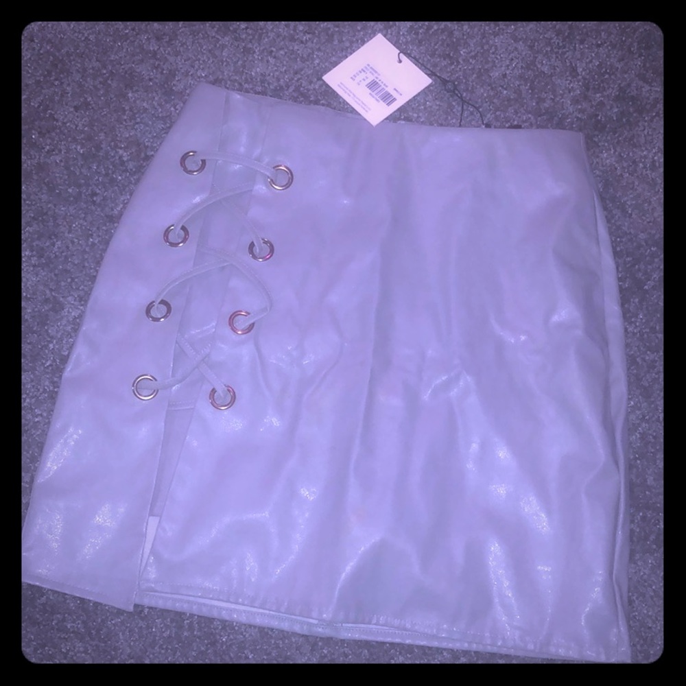 Grey leather skirt